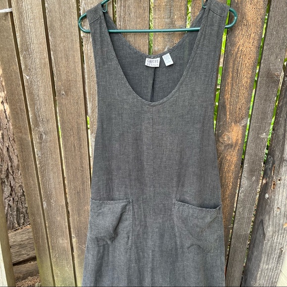 Chico’s Linen Blend Pocket Dress Sz M/8 - Picture 7 of 12